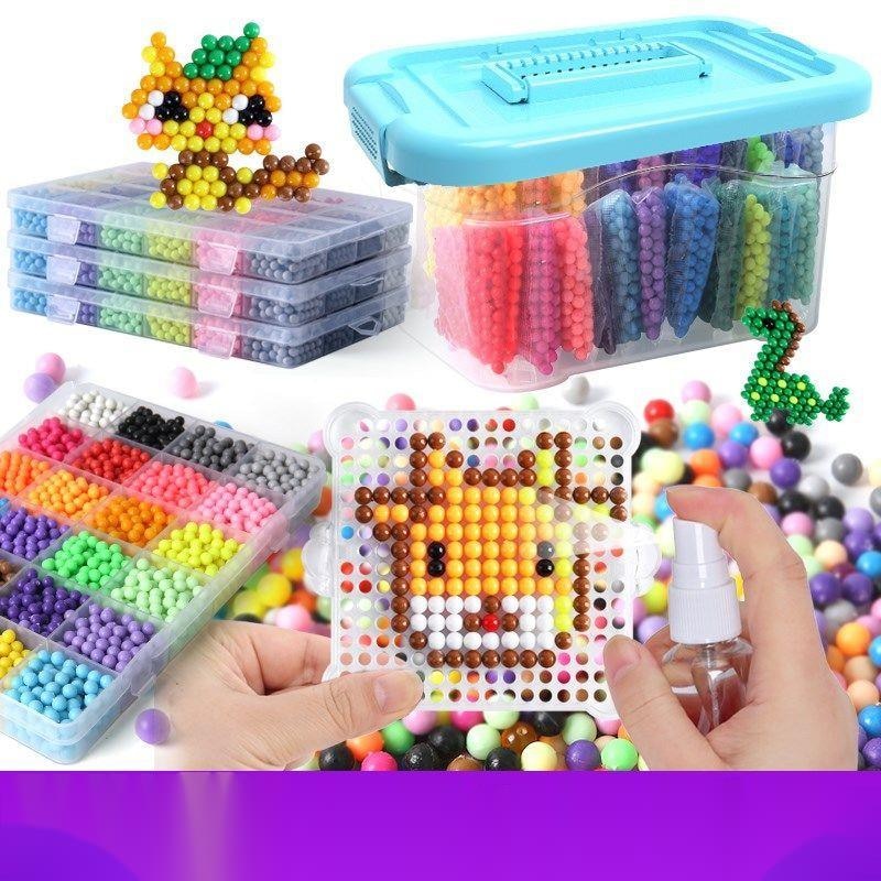 Miçangas coloridas que fixam com água, artesanato para crianças, brinquedo DIY desenho 3D com miçangas coloridas